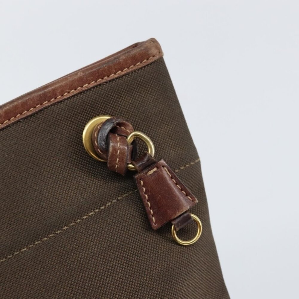 Authentic PRADA Shoulder Bag Canvas Dark Brown gold - Picture 16 of 16